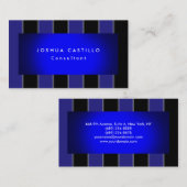 プレーンモダンブルーブラックストライプのプロフェッショナル 名刺 (正面/裏面)