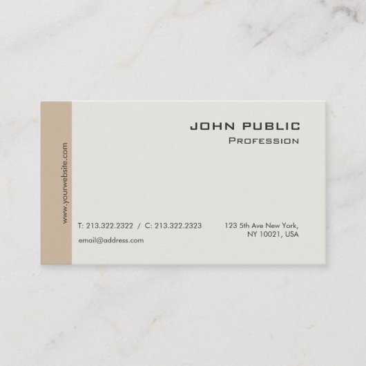プレーンモダンプロフェッショナルエレガントベージュとブラウン 名刺 (正面)