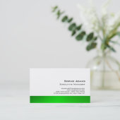 プレーンモダンプロフェッショナルグリーンホワイトユニーク 名刺 (スタンド正面)