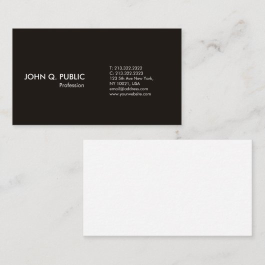 プレーンモダンホワイトプロフェッショナルシンプルエレガント 名刺 (正面/裏面)