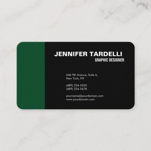 プレーンモダンミニマエレガントリストグリーンブラック 名刺 (正面)