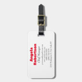 プレーンモダンミニマシンプルリストの赤い白 ラゲッジタグ (正面縦)