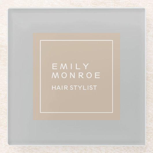 プレーンモダンミニマリストあなたの名前パステルカラー ガラスコースター (正面)