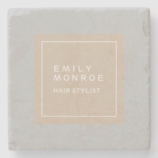 プレーンモダンミニマリストあなたの名前パステルカラー ストーンコースター (正面)