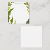 プレーンモダンミニマリスト名フローラ緑 ノートカード (正面/裏面)