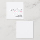 プレーンモダンミニマルシンプル主義のホワイトメイクアップアーティスト スクエア名刺 (正面/裏面)