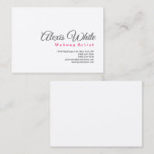 プレーンモダンミニマルシンプル主義のホワイトメイクアップアーティスト 名刺 (正面/裏面)