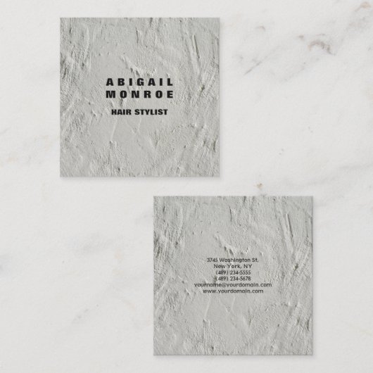 プレーンモダンミニマルプロフェッショナルグレーウォール スクエア名刺 (正面/裏面)