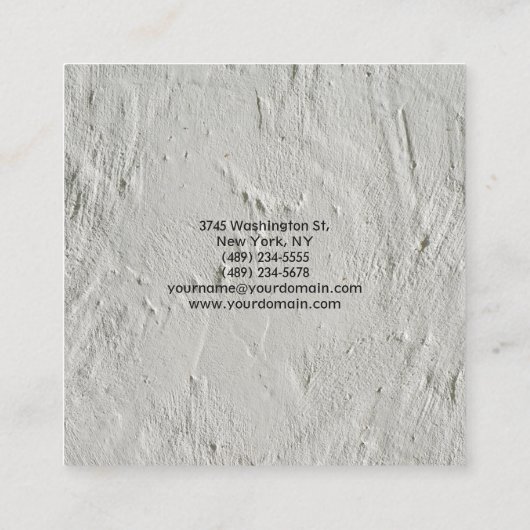 プレーンモダンミニマルプロフェッショナルグレーウォール スクエア名刺 (裏面)
