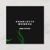 プレーンモダンミニマルプロフェッショナルブラックグリーン スクエア名刺 (正面)