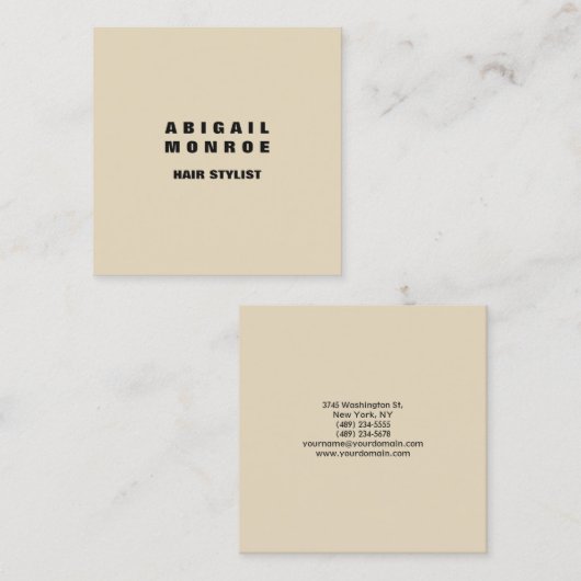 プレーンモダンミニマルプロフェッショナルベージュ スクエア名刺 (正面/裏面)