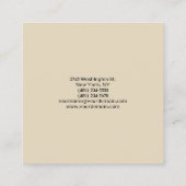 プレーンモダンミニマルプロフェッショナルベージュ スクエア名刺 (裏面)