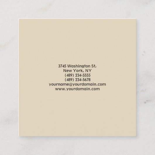 プレーンモダンミニマルプロフェッショナルベージュ スクエア名刺 (裏面)