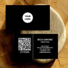 プレーンモダンミニマル汎用デザインロゴQRコード 名刺