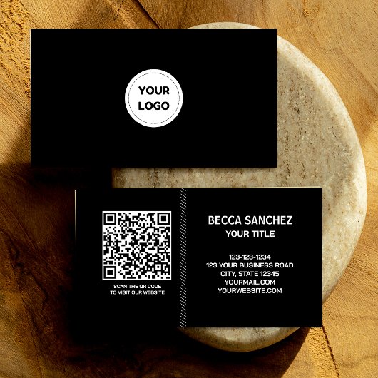 プレーンモダンミニマル汎用デザインロゴQRコード 名刺