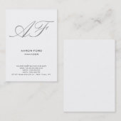 プレーンモダンミニマル白グレーモノグラム 名刺 (正面/裏面)