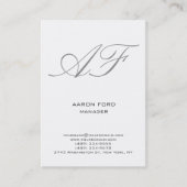 プレーンモダンミニマル白グレーモノグラム 名刺 (正面)