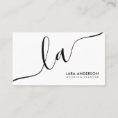 プレーンモダンミニマル白黒モノグラムイニシャル 名刺 (正面)