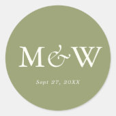 プレーンモダンモスグリーンクラシックモノグラム結婚ズ ラウンドシール (正面)