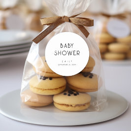 プレーンモダン文字白黒ベビーシャワー ラウンドシール