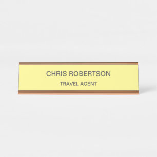 プレーンモダン旅行代理店ミニマリストクリームカラー デスクネームプレート