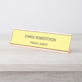 プレーンモダン旅行代理店ミニマリストクリームカラー デスクネームプレート (正面)