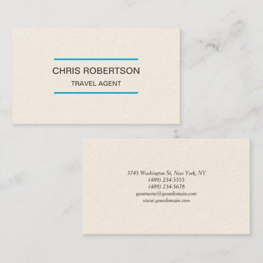 プレーンモダン旅行代理店ミニマリストクリームカラー 名刺 (正面/裏面)