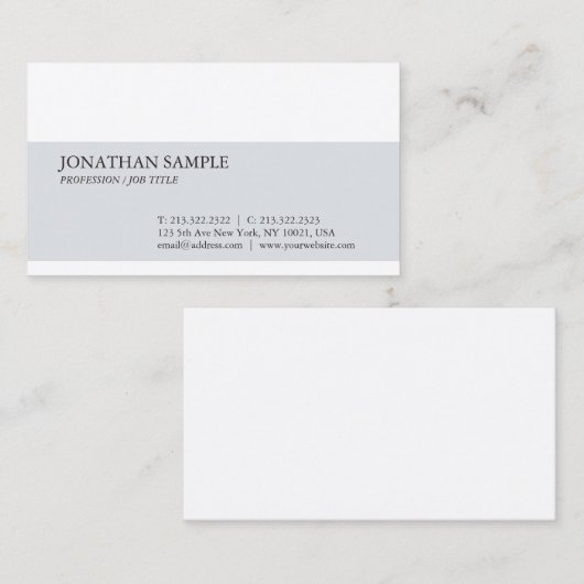 プレーンモダン洗練されたシンプルデザイントレンディー 名刺 (正面/裏面)