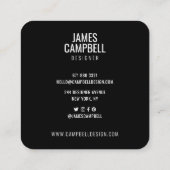 プレーンモダン白黒テラッツォ大理石パターン スクエア名刺 (裏面)