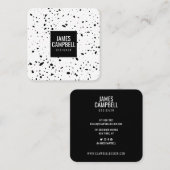 プレーンモダン白黒テラッツォ大理石パターン スクエア名刺 (正面/裏面)