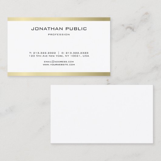 プレーンモダン金ゴールドルックミニマルトレンディーラグジュアリー 名刺 (正面/裏面)