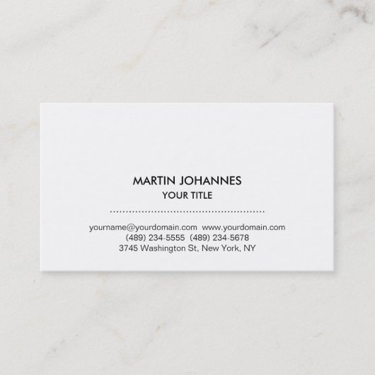 プレーンユニークプロフェッショナルシックなホワイトビジネスカード 名刺 (正面)