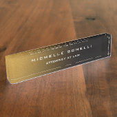 プレーンユニーク特殊金ゴールドカラー背景弁護士 デスクネームプレート (側面)