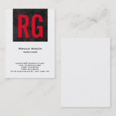 プレーンユニーク白黒シンプルレッドモノグラム 名刺 (正面/裏面)