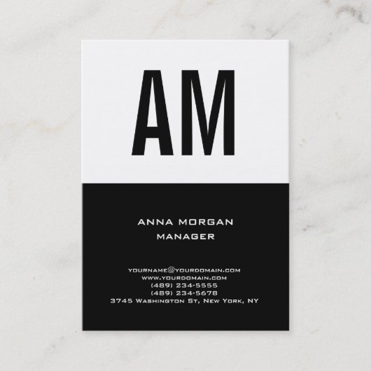 プレーンユニーク白黒モノグラシンプルム 名刺 (正面)