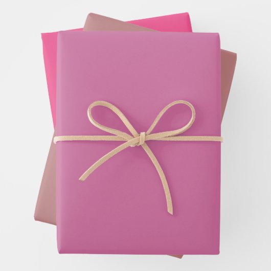 プレーンワイルドオーキッドバラピンクシェード3トーン ラッピングペーパーシート (インサイチュ)