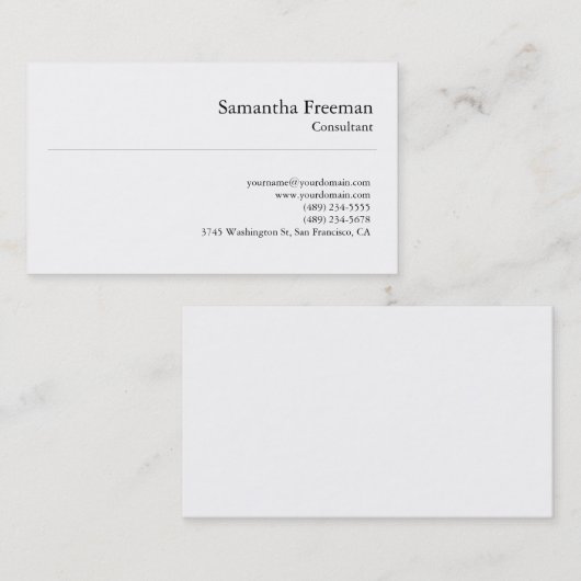 プレーン伝統的ホワイトミニマルシンプルリスト 名刺 (正面/裏面)