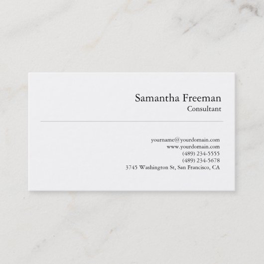 プレーン伝統的ホワイトミニマルシンプルリスト 名刺 (正面)