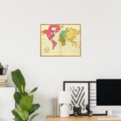 プレーン地図の世界 ポスター (ホームオフィス)