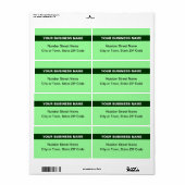 プレーン文字とハイライト淡い緑の出荷 ラベル (フルシート)