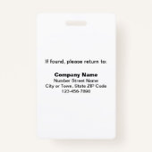 プレーン文字と従業員の写真のホワイトバッジ バッジ (裏面)