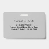 プレーン文字と従業員の写真の四角形（灰色） バッジ (裏面)