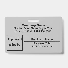 プレーン文字と従業員の写真の四角形（灰色） バッジ