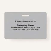 プレーン文字と従業員の写真の四角形（灰色） バッジ (裏面)