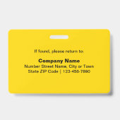 プレーン文字と従業員の写真の四角形（黄色） バッジ (Back)