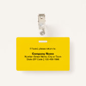 プレーン文字と従業員の写真の四角形(黄色) バッジ (裏面クリップ)