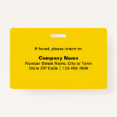 プレーン文字と従業員の写真の四角形(黄色) バッジ (裏面)