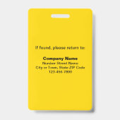 プレーン文字と従業員の写真イエローバッジ バッジ (裏面)