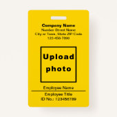 プレーン文字と従業員の写真イエローバッジ バッジ (正面)
