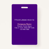 プレーン文字と従業員フォトパープルバッジ バッジ (裏面)